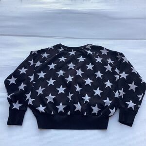 Women's Black Star Print Crew Neck Sweatshirt Size M Casual Fall‎ Wear